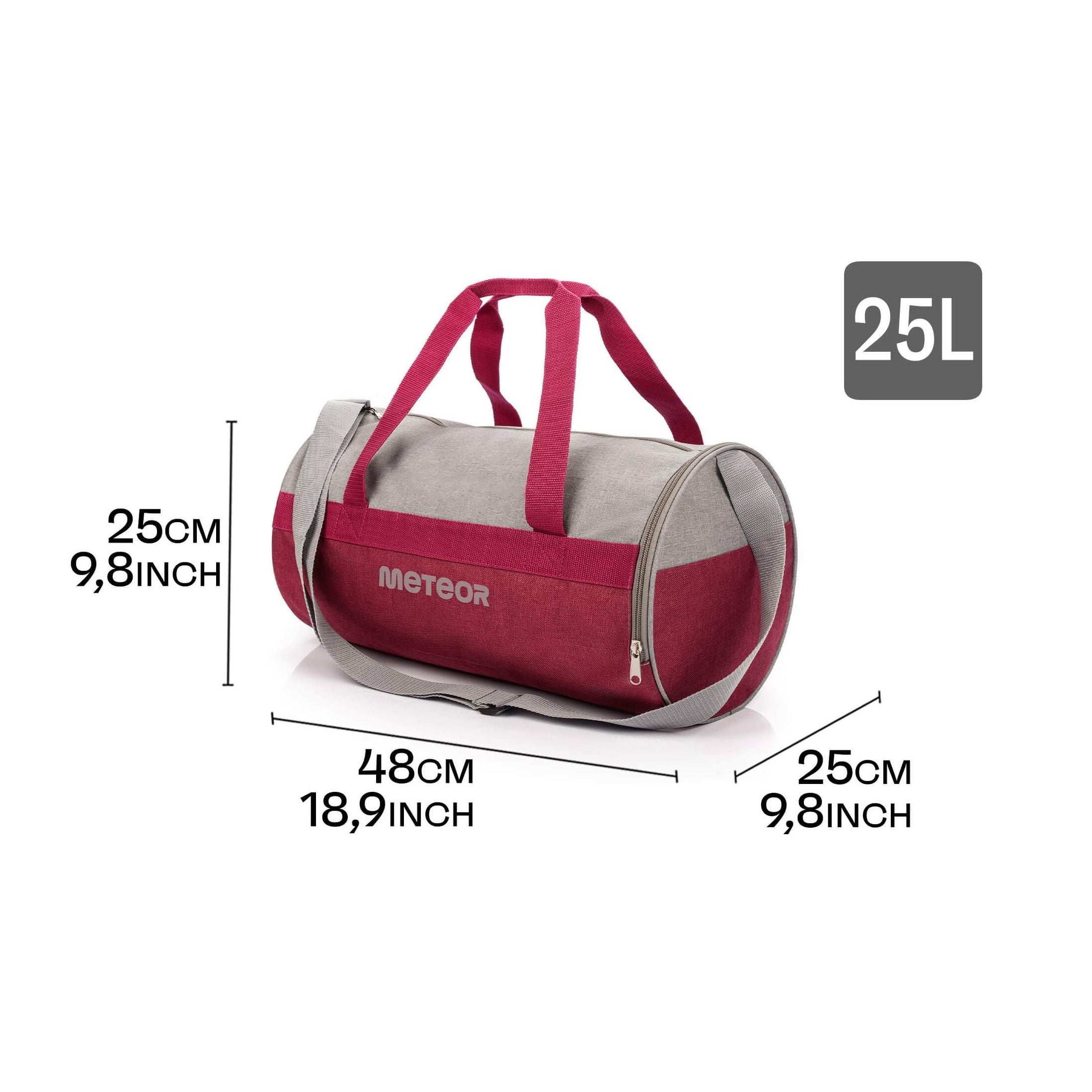 Meteor Siggy 25L Gym Duffel Cabin Holdall Bag - Lightweight Sports Luggage with Shoe Compartment, Shoulder Strap, Underseat Hand Size for Travel Workout Weekend Overnight