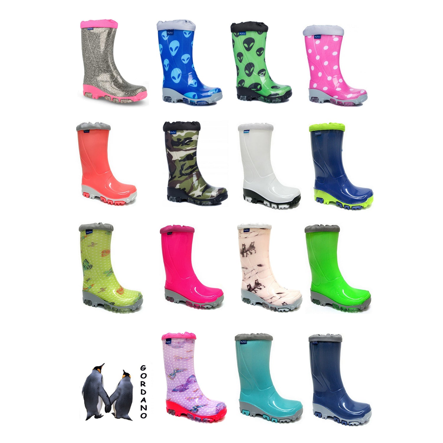 Kids Girls Wellies for Rain &amp; Snow, Rain boots, Muflon fluo RenBut