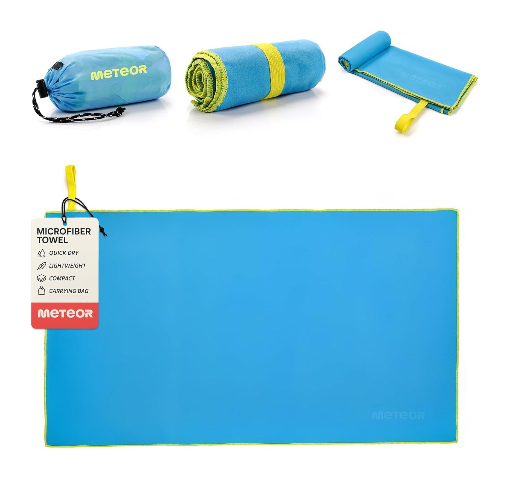 Meteor microfibre towel – Lightweight travel towel for gym, swimming, backpacking – Compact &amp; quick-dry gym towels with carry pouch – Travels Ideal for everyday use and trips