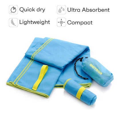 Meteor microfibre towel – Lightweight travel towel for gym, swimming, backpacking – Compact &amp; quick-dry gym towels with carry pouch – Travels Ideal for everyday use and trips