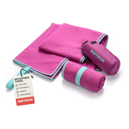 Meteor microfibre towel – Lightweight travel towel for gym, swimming, backpacking – Compact &amp; quick-dry gym towels with carry pouch – Travels Ideal for everyday use and trips