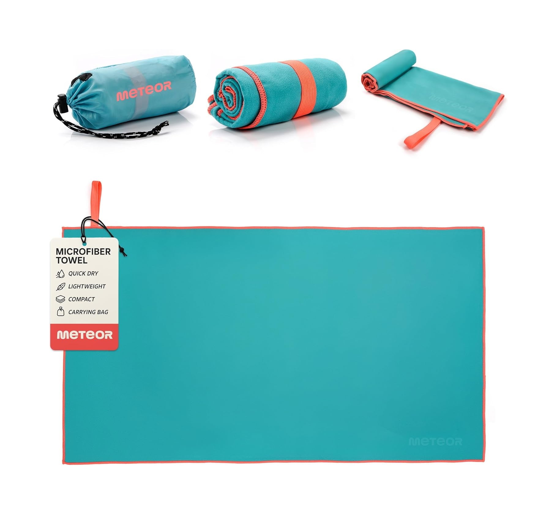 Meteor microfibre towel – Lightweight travel towel for gym, swimming, backpacking – Compact &amp; quick-dry gym towels with carry pouch – Travels Ideal for everyday use and trips