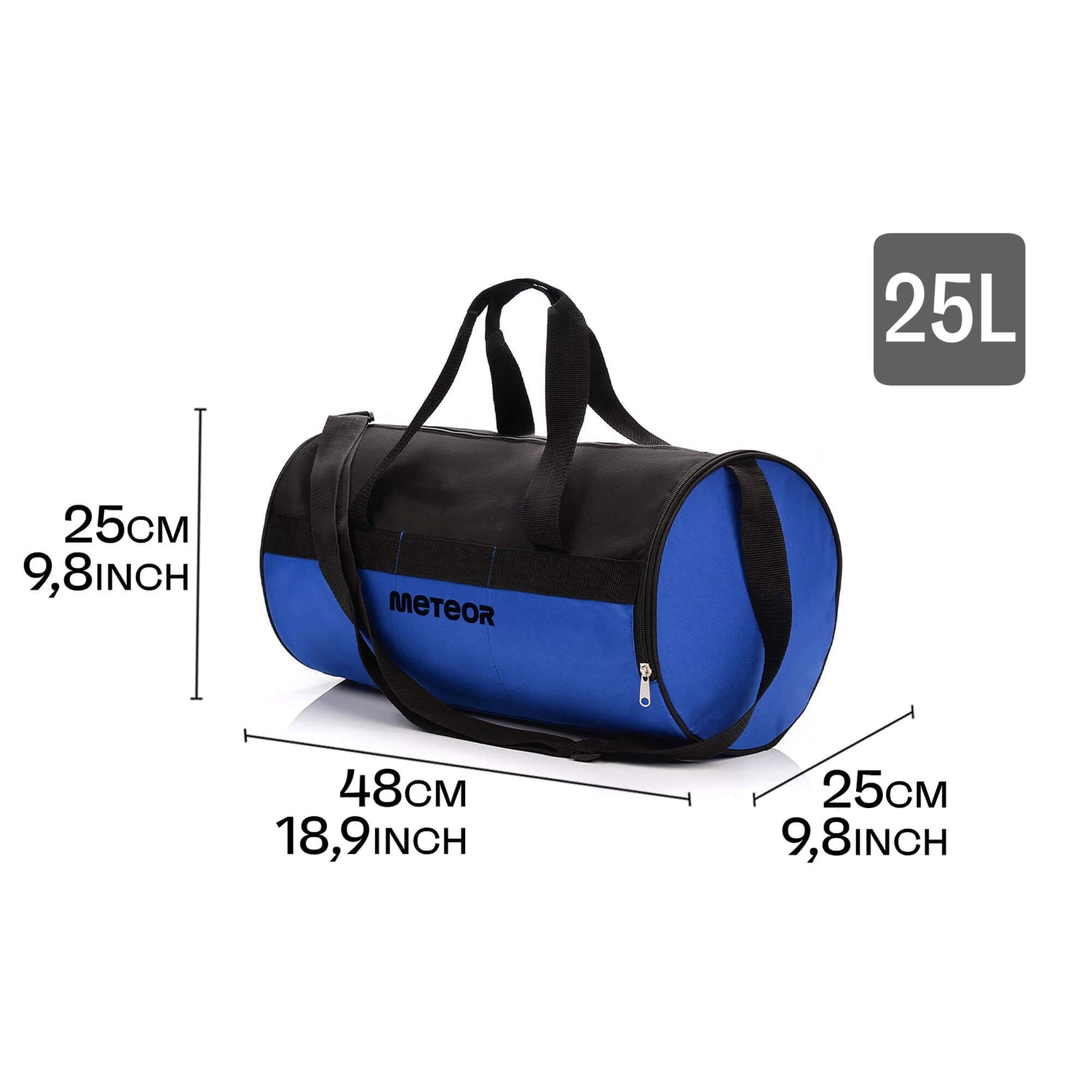 Meteor Siggy 25L Gym Duffel Cabin Holdall Bag - Lightweight Sports Luggage with Shoe Compartment, Shoulder Strap, Underseat Hand Size for Travel Workout Weekend Overnight