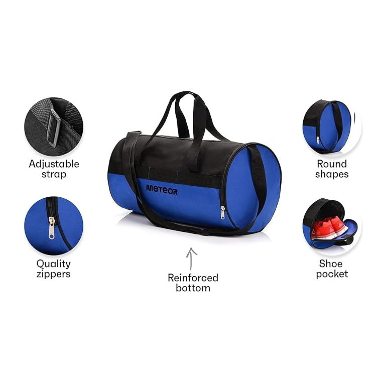 Meteor Siggy 25L Gym Duffel Cabin Holdall Bag - Lightweight Sports Luggage with Shoe Compartment, Shoulder Strap, Underseat Hand Size for Travel Workout Weekend Overnight