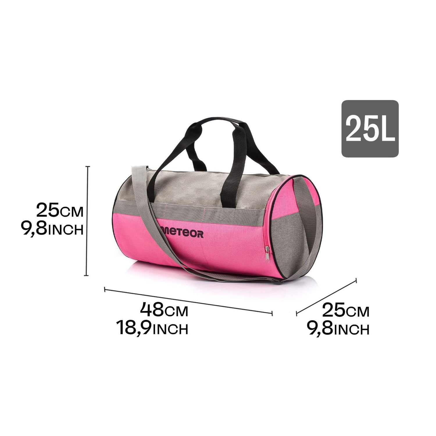 Meteor Siggy 25L Gym Duffel Cabin Holdall Bag - Lightweight Sports Luggage with Shoe Compartment, Shoulder Strap, Underseat Hand Size for Travel Workout Weekend Overnight