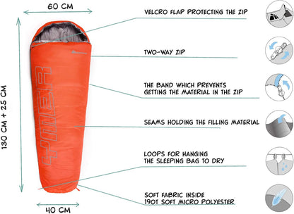 Meteor - YMER Kids Sleeping Bag – Camping Equipement for Girls, Boys &amp; Teens – Compact Travel Gear for Hiking, Sleepover – Winter, Spring, Summer or Fall