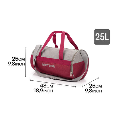 Meteor Siggy 25L Gym Duffel Cabin Holdall Bag - Lightweight Sports Luggage with Shoe Compartment, Shoulder Strap, Underseat Hand Size for Travel Workout Weekend Overnight
