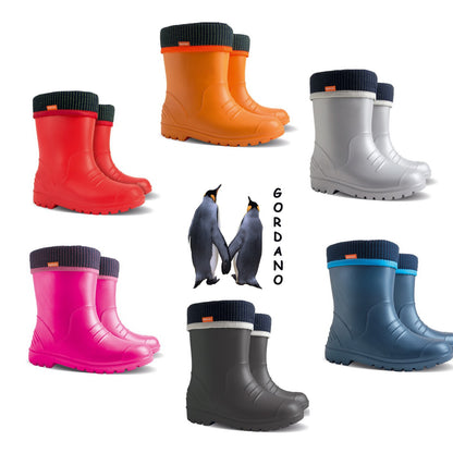 Demar Dino EVA Toddler Wellington Boots Wool Lined Kids Boys Girls Winter